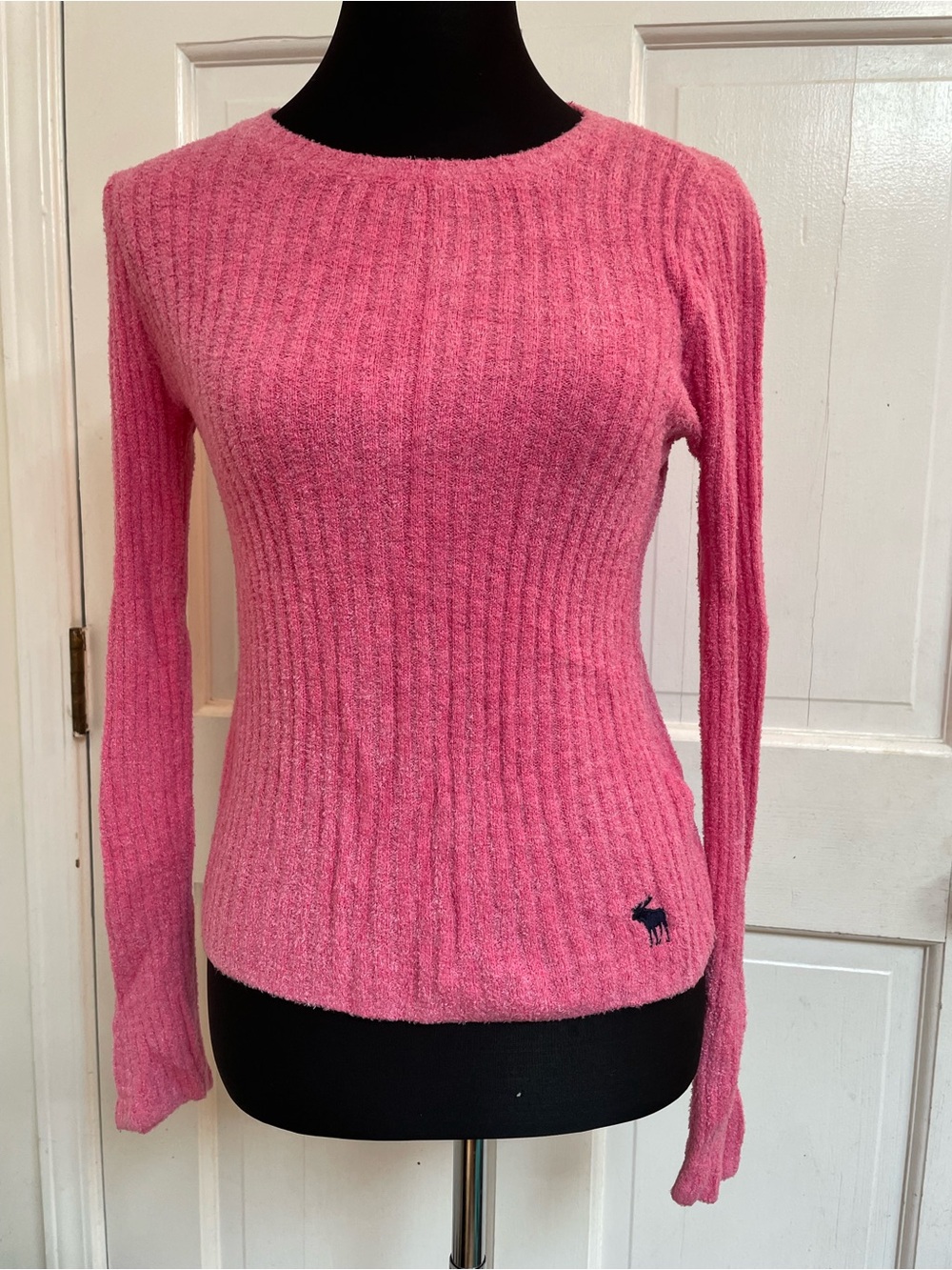 abercrombie kids Pink Ribbed Crewneck Sweater